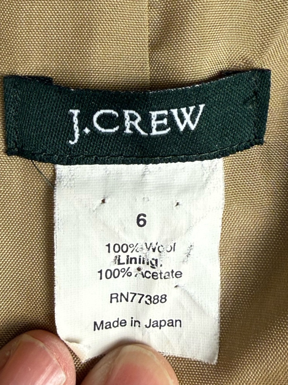 J.Crew 100% Wool One-Button Blazer Beige Size 6 (note flaws) - Picture 6 of 11